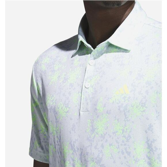 Adidas Burst Jacquard Golf Polo Yellow Green Medium NWT - Picture 10 of 12